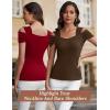 imageBlingfit Cold Shoulder Tops Tunic Summer Slim Fit Shirts for Women V Neck Short Sleeve Casual Tees Workout TopsWine Red