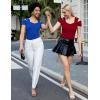 imageBlingfit Cold Shoulder Tops Tunic Summer Slim Fit Shirts for Women V Neck Short Sleeve Casual Tees Workout TopsWine Redblue