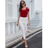 imageBlingfit Cold Shoulder Tops Tunic Summer Slim Fit Shirts for Women V Neck Short Sleeve Casual Tees Workout TopsWine Redblue