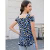 imageBlingfit Trendy Summer Sexy Top for Women Cold Shoulder Tops V Neck Pleated Blouses Dressy Casual Loose Fit Printed ShirtsBblack Background Printing