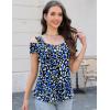 imageBlingfit Trendy Summer Sexy Top for Women Cold Shoulder Tops V Neck Pleated Blouses Dressy Casual Loose Fit Printed ShirtsBblack Background Printing