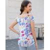 imageBlingfit Trendy Summer Sexy Top for Women Cold Shoulder Tops V Neck Pleated Blouses Dressy Casual Loose Fit Printed ShirtsBgray Background Printing