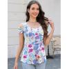 imageBlingfit Trendy Summer Sexy Top for Women Cold Shoulder Tops V Neck Pleated Blouses Dressy Casual Loose Fit Printed ShirtsBgray Background Printing