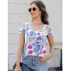 imageBlingfit Trendy Summer Sexy Top for Women Cold Shoulder Tops V Neck Pleated Blouses Dressy Casual Loose Fit Printed ShirtsBgray Background Printing