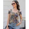 imageBlingfit Trendy Summer Sexy Top for Women Cold Shoulder Tops V Neck Pleated Blouses Dressy Casual Loose Fit Printed ShirtsBmf