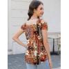 imageBlingfit Trendy Summer Sexy Top for Women Cold Shoulder Tops V Neck Pleated Blouses Dressy Casual Loose Fit Printed ShirtsBred Background Printing