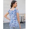 imageBlingfit Trendy Summer Sexy Top for Women Cold Shoulder Tops V Neck Pleated Blouses Dressy Casual Loose Fit Printed ShirtsBwblf