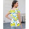 imageBlingfit Trendy Summer Sexy Top for Women Cold Shoulder Tops V Neck Pleated Blouses Dressy Casual Loose Fit Printed ShirtsBwbyf