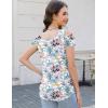 imageBlingfit Trendy Summer Sexy Top for Women Cold Shoulder Tops V Neck Pleated Blouses Dressy Casual Loose Fit Printed ShirtsBwhite Background Leaves
