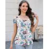 imageBlingfit Trendy Summer Sexy Top for Women Cold Shoulder Tops V Neck Pleated Blouses Dressy Casual Loose Fit Printed ShirtsBwhite Background Leaves