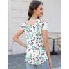imageBlingfit Trendy Summer Sexy Top for Women Cold Shoulder Tops V Neck Pleated Blouses Dressy Casual Loose Fit Printed ShirtsBwhite Background Printing