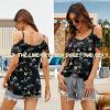 imageBlingfit Women Summer Cold Shoulder Tops Loose V Neck Short Sleeve Blouses Sexy Casual Ruffle Sleeves Tunic Shirts SXXLAbd