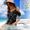 imageBlingfit Women Summer Cold Shoulder Tops Loose V Neck Short Sleeve Blouses Sexy Casual Ruffle Sleeves Tunic Shirts SXXLAbd