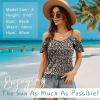 imageBlingfit Women Summer Cold Shoulder Tops Loose V Neck Short Sleeve Blouses Sexy Casual Ruffle Sleeves Tunic Shirts SXXLAblackflower