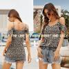imageBlingfit Women Summer Cold Shoulder Tops Loose V Neck Short Sleeve Blouses Sexy Casual Ruffle Sleeves Tunic Shirts SXXLAblackflower