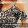 imageBlingfit Women Summer Cold Shoulder Tops Loose V Neck Short Sleeve Blouses Sexy Casual Ruffle Sleeves Tunic Shirts SXXLAblackflower