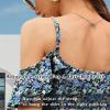 imageBlingfit Women Summer Cold Shoulder Tops Loose V Neck Short Sleeve Blouses Sexy Casual Ruffle Sleeves Tunic Shirts SXXLAblue Flower