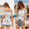 imageBlingfit Women Summer Cold Shoulder Tops Loose V Neck Short Sleeve Blouses Sexy Casual Ruffle Sleeves Tunic Shirts SXXLActs