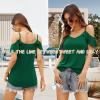 imageBlingfit Women Summer Cold Shoulder Tops Loose V Neck Short Sleeve Blouses Sexy Casual Ruffle Sleeves Tunic Shirts SXXLAdg