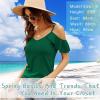 imageBlingfit Women Summer Cold Shoulder Tops Loose V Neck Short Sleeve Blouses Sexy Casual Ruffle Sleeves Tunic Shirts SXXLAdg