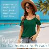 imageBlingfit Women Summer Cold Shoulder Tops Loose V Neck Short Sleeve Blouses Sexy Casual Ruffle Sleeves Tunic Shirts SXXLAdg