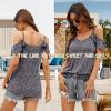 imageBlingfit Women Summer Cold Shoulder Tops Loose V Neck Short Sleeve Blouses Sexy Casual Ruffle Sleeves Tunic Shirts SXXLAnavy Blue Flower