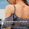 imageBlingfit Women Summer Cold Shoulder Tops Loose V Neck Short Sleeve Blouses Sexy Casual Ruffle Sleeves Tunic Shirts SXXLAnavy Blue Flower