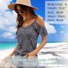 imageBlingfit Women Summer Cold Shoulder Tops Loose V Neck Short Sleeve Blouses Sexy Casual Ruffle Sleeves Tunic Shirts SXXLAnavy Blue Flower