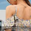imageBlingfit Women Summer Cold Shoulder Tops Loose V Neck Short Sleeve Blouses Sexy Casual Ruffle Sleeves Tunic Shirts SXXLApink Flower