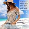 imageBlingfit Women Summer Cold Shoulder Tops Loose V Neck Short Sleeve Blouses Sexy Casual Ruffle Sleeves Tunic Shirts SXXLApink Flower