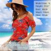 imageBlingfit Women Summer Cold Shoulder Tops Loose V Neck Short Sleeve Blouses Sexy Casual Ruffle Sleeves Tunic Shirts SXXLAred Flower2
