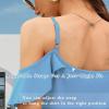 imageBlingfit Women Summer Cold Shoulder Tops Loose V Neck Short Sleeve Blouses Sexy Casual Ruffle Sleeves Tunic Shirts SXXLAsky Blue