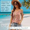 imageBlingfit Women Summer Cold Shoulder Tops Loose V Neck Short Sleeve Blouses Sexy Casual Ruffle Sleeves Tunic Shirts SXXLAwhite Pink Flower