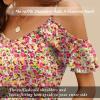 imageBlingfit Women Summer Cold Shoulder Tops Loose V Neck Short Sleeve Blouses Sexy Casual Ruffle Sleeves Tunic Shirts SXXLAwhite Pink Flower