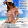 imageBlingfit Women Summer Cold Shoulder Tops Loose V Neck Short Sleeve Blouses Sexy Casual Ruffle Sleeves Tunic Shirts SXXLAwhite Pink Flower