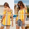 imageBlingfit Women Summer Cold Shoulder Tops Loose V Neck Short Sleeve Blouses Sexy Casual Ruffle Sleeves Tunic Shirts SXXLAyts