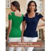 imageBlingfit Womens Blouses and Tops Dressy Cutout Short Sleeve Top Summer Sexy Going Out Tops Green