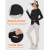 imageBlingfit Womens Workout Tops Long Sleeve Running Hiking Athletic Gym Shirts Lightweight UPF50 UV Rash Guard Sun ProtectionBlack