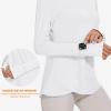 imageBlingfit Womens Workout Tops Long Sleeve Running Hiking Athletic Gym Shirts Lightweight UPF50 UV Rash Guard Sun ProtectionBlack White