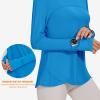 imageBlingfit Womens Workout Tops Long Sleeve Running Hiking Athletic Gym Shirts Lightweight UPF50 UV Rash Guard Sun ProtectionBlue