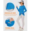 imageBlingfit Womens Workout Tops Long Sleeve Running Hiking Athletic Gym Shirts Lightweight UPF50 UV Rash Guard Sun ProtectionBlue