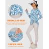 imageBlingfit Womens Workout Tops Long Sleeve Running Hiking Athletic Gym Shirts Lightweight UPF50 UV Rash Guard Sun ProtectionBlue Freesia