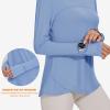 imageBlingfit Womens Workout Tops Long Sleeve Running Hiking Athletic Gym Shirts Lightweight UPF50 UV Rash Guard Sun ProtectionHazel Blue