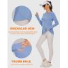 imageBlingfit Womens Workout Tops Long Sleeve Running Hiking Athletic Gym Shirts Lightweight UPF50 UV Rash Guard Sun ProtectionHazel Blue
