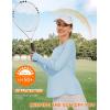 imageBlingfit Womens Workout Tops Long Sleeve Running Hiking Athletic Gym Shirts Lightweight UPF50 UV Rash Guard Sun ProtectionLight Blue