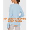 imageBlingfit Womens Workout Tops Long Sleeve Running Hiking Athletic Gym Shirts Lightweight UPF50 UV Rash Guard Sun ProtectionLight Blue