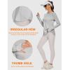 imageBlingfit Womens Workout Tops Long Sleeve Running Hiking Athletic Gym Shirts Lightweight UPF50 UV Rash Guard Sun ProtectionLight Gray