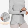 imageBlingfit Womens Workout Tops Long Sleeve Running Hiking Athletic Gym Shirts Lightweight UPF50 UV Rash Guard Sun ProtectionLight Gray