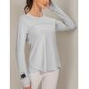 imageBlingfit Womens Workout Tops Long Sleeve Running Hiking Athletic Gym Shirts Lightweight UPF50 UV Rash Guard Sun ProtectionLight Gray