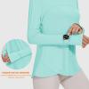 imageBlingfit Womens Workout Tops Long Sleeve Running Hiking Athletic Gym Shirts Lightweight UPF50 UV Rash Guard Sun ProtectionLight Green